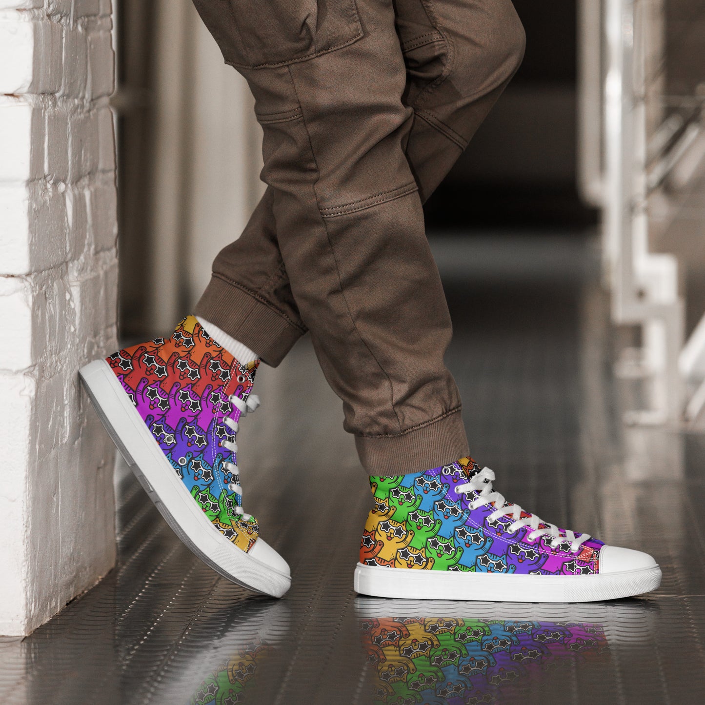 Yass Cats - Rainbow warrior - Men’s high top skater shoes
