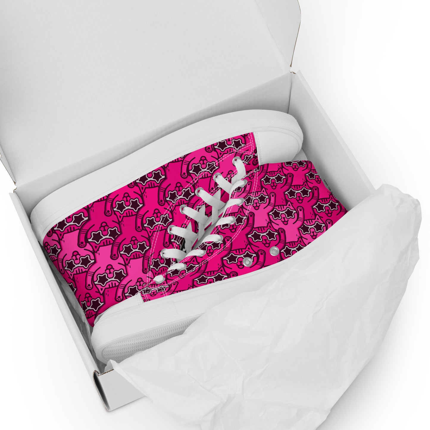 YASS CATS - PINK RAINBOW - Women’s high top canvas shoes