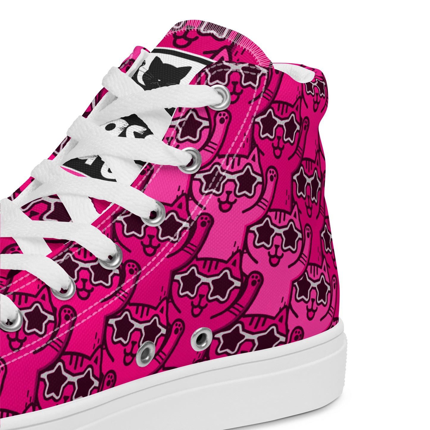 YASS CATS - PINK RAINBOW - Women’s high top canvas shoes