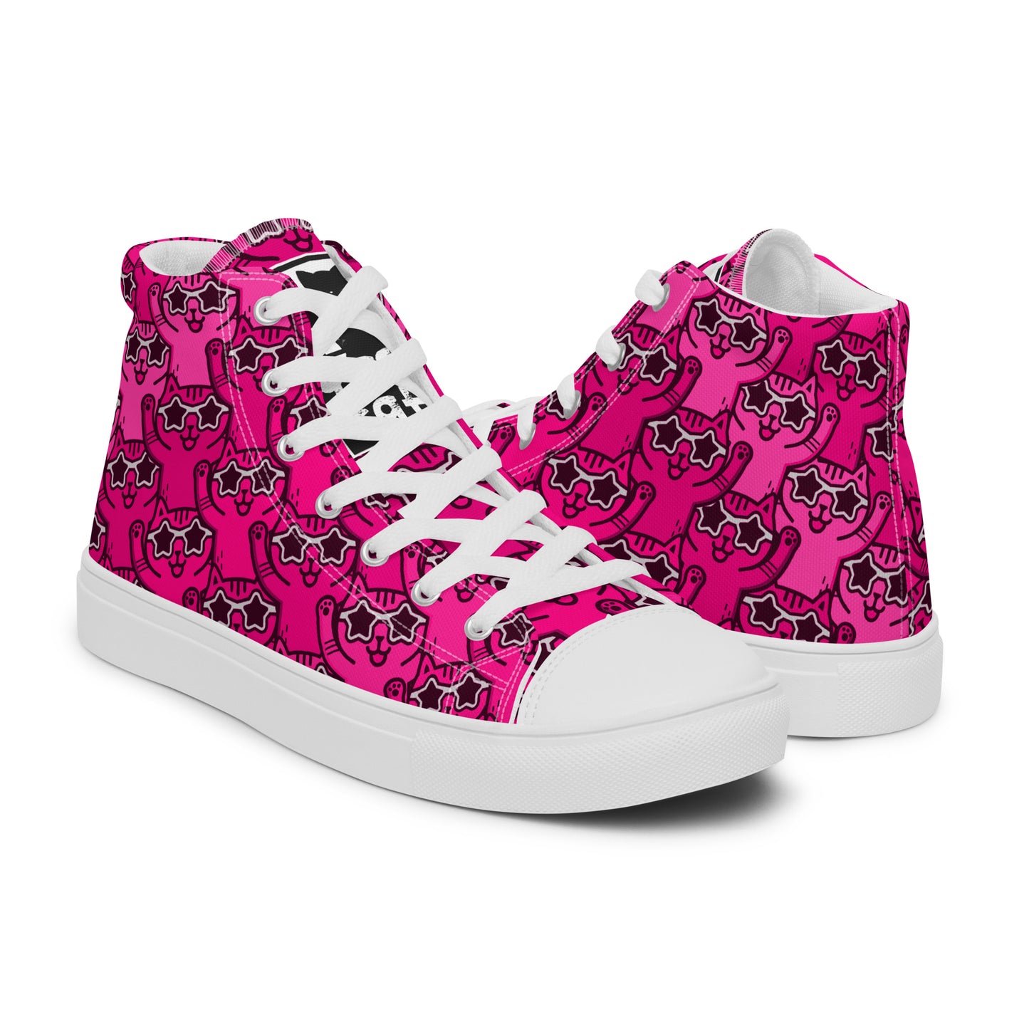 YASS CATS - PINK RAINBOW - Women’s high top canvas shoes