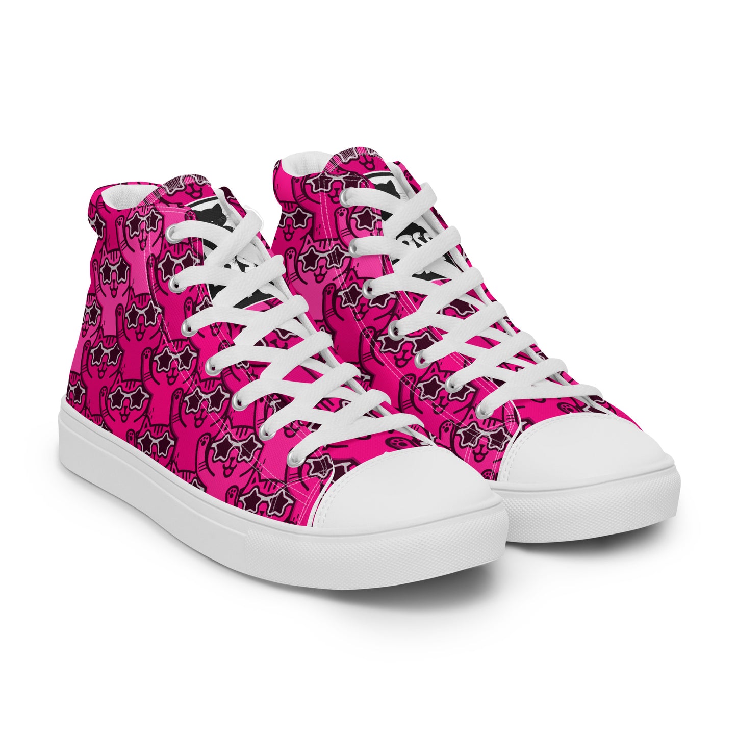 YASS CATS - PINK RAINBOW - Women’s high top canvas shoes