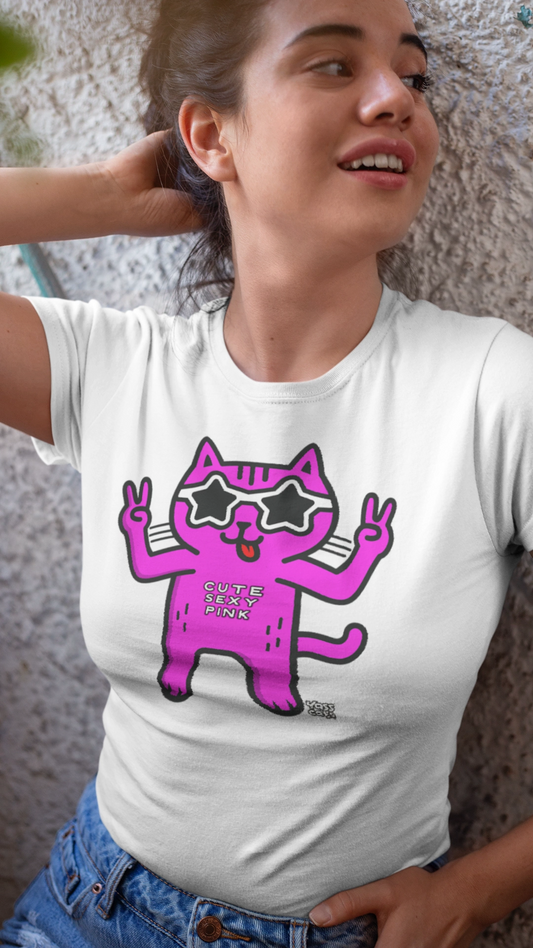 Yass Cats - Cute Pink - T-shirt à manches courtes pour femme