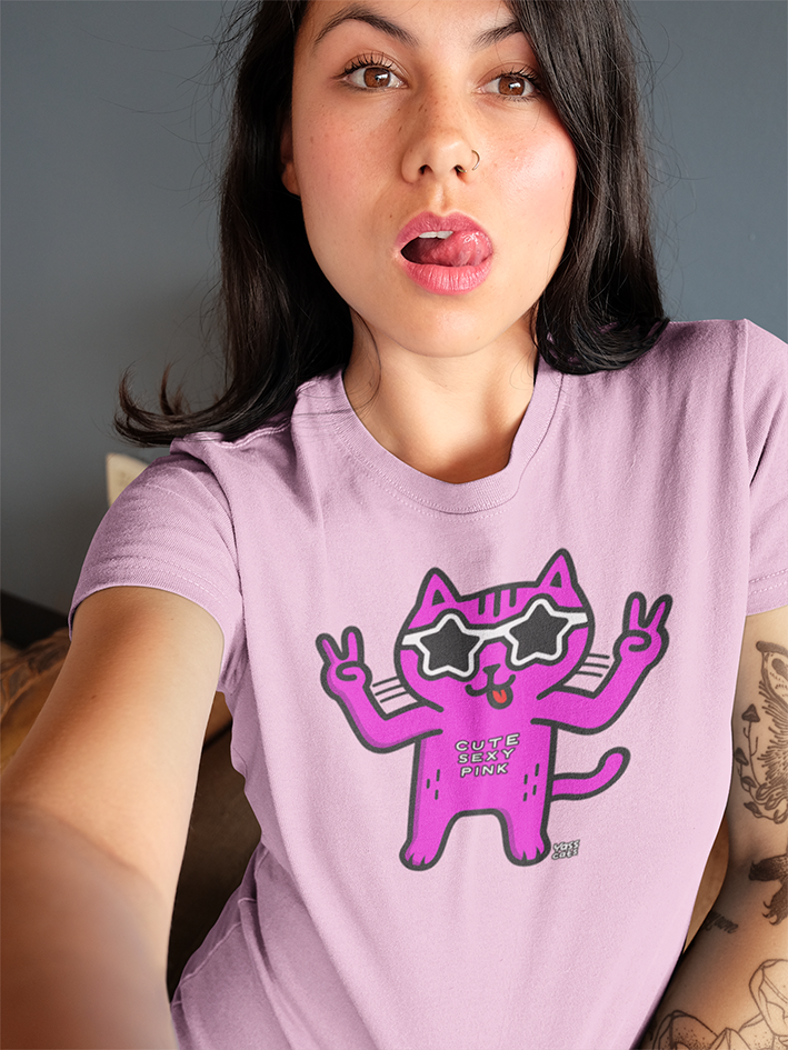 Yass Cats - Cute Pink - T-shirt à manches courtes pour femme