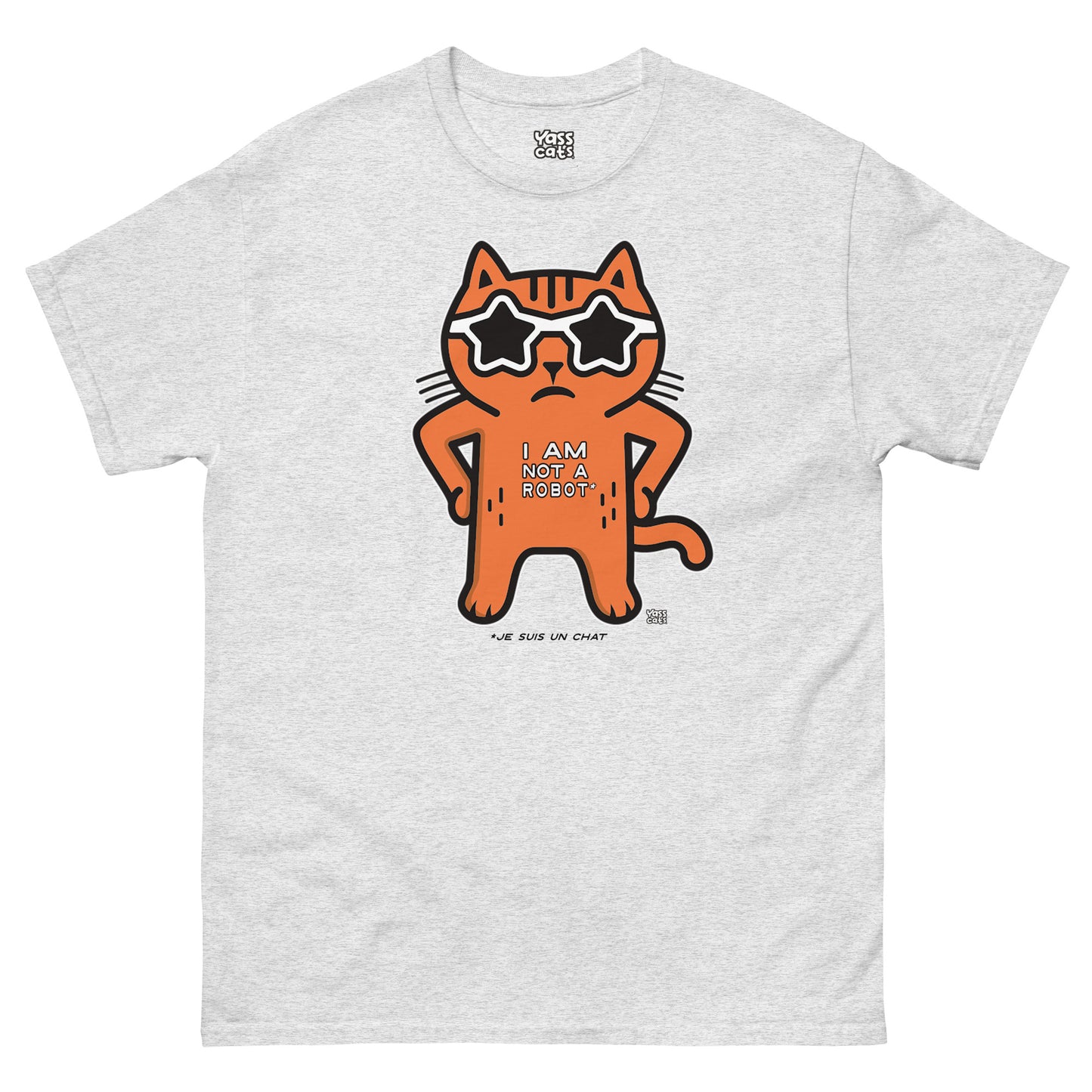 T-shirt à manches courtes pour femme Yass Cats - Orange - « Je ne suis pas un robot »