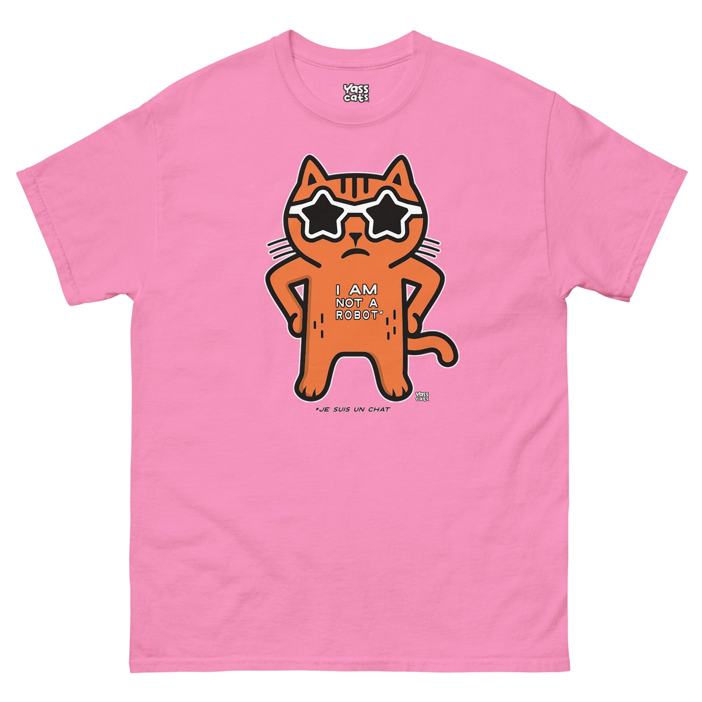 T-shirt à manches courtes pour femme Yass Cats - Orange - « Je ne suis pas un robot »