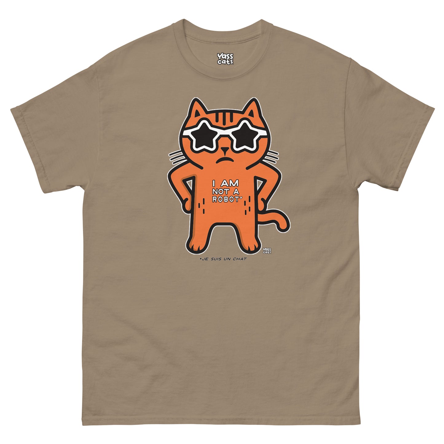 T-shirt à manches courtes pour femme Yass Cats - Orange - « Je ne suis pas un robot »