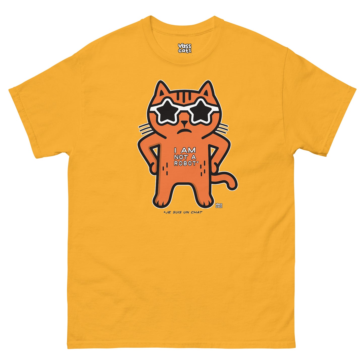 T-shirt à manches courtes pour femme Yass Cats - Orange - « Je ne suis pas un robot »