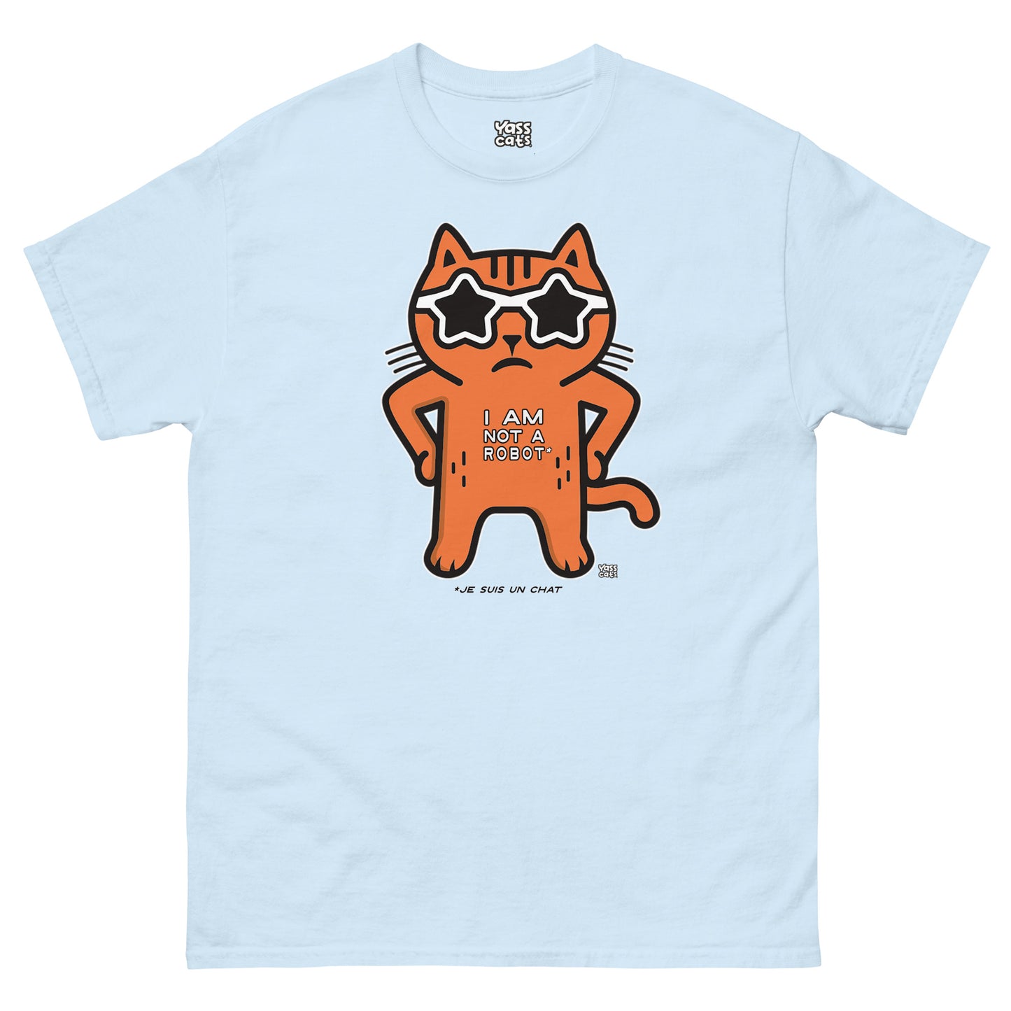 T-shirt à manches courtes pour femme Yass Cats - Orange - « Je ne suis pas un robot »