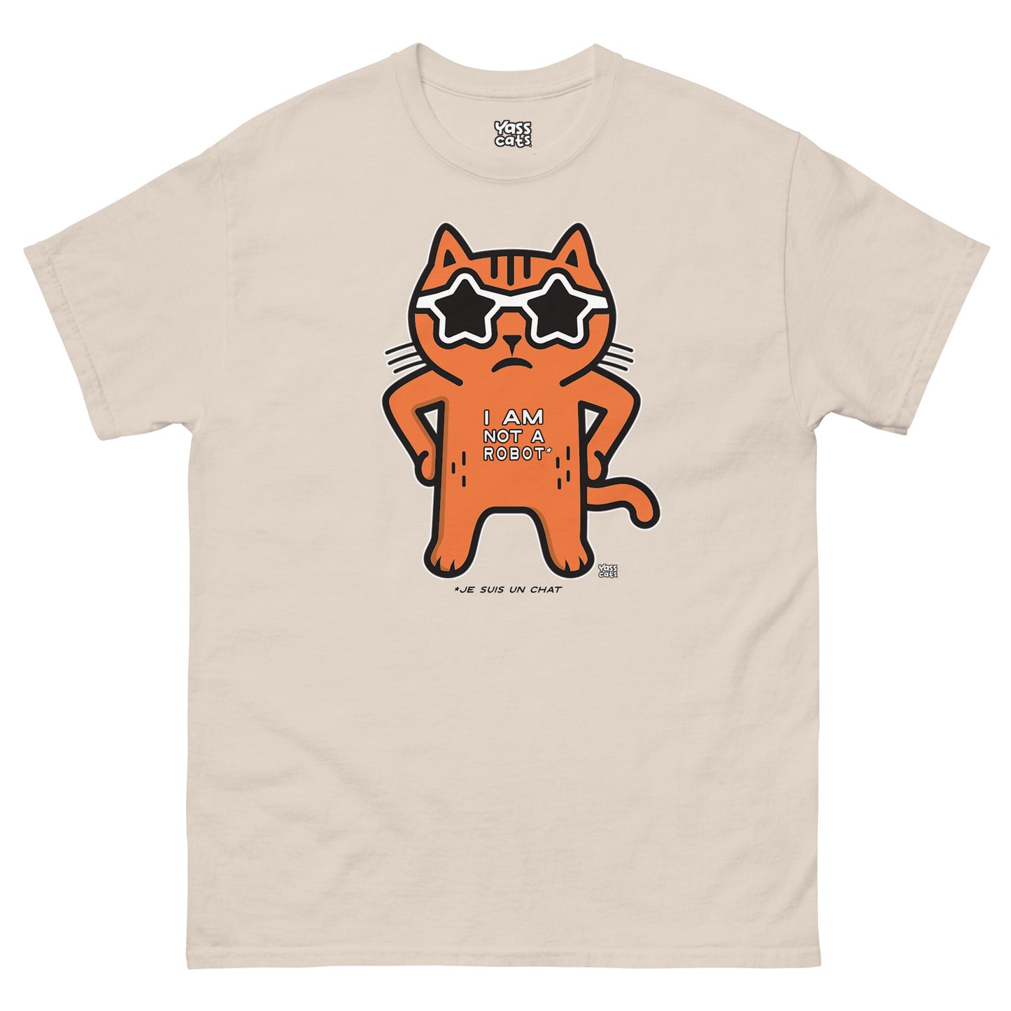 T-shirt à manches courtes pour femme Yass Cats - Orange - « Je ne suis pas un robot »