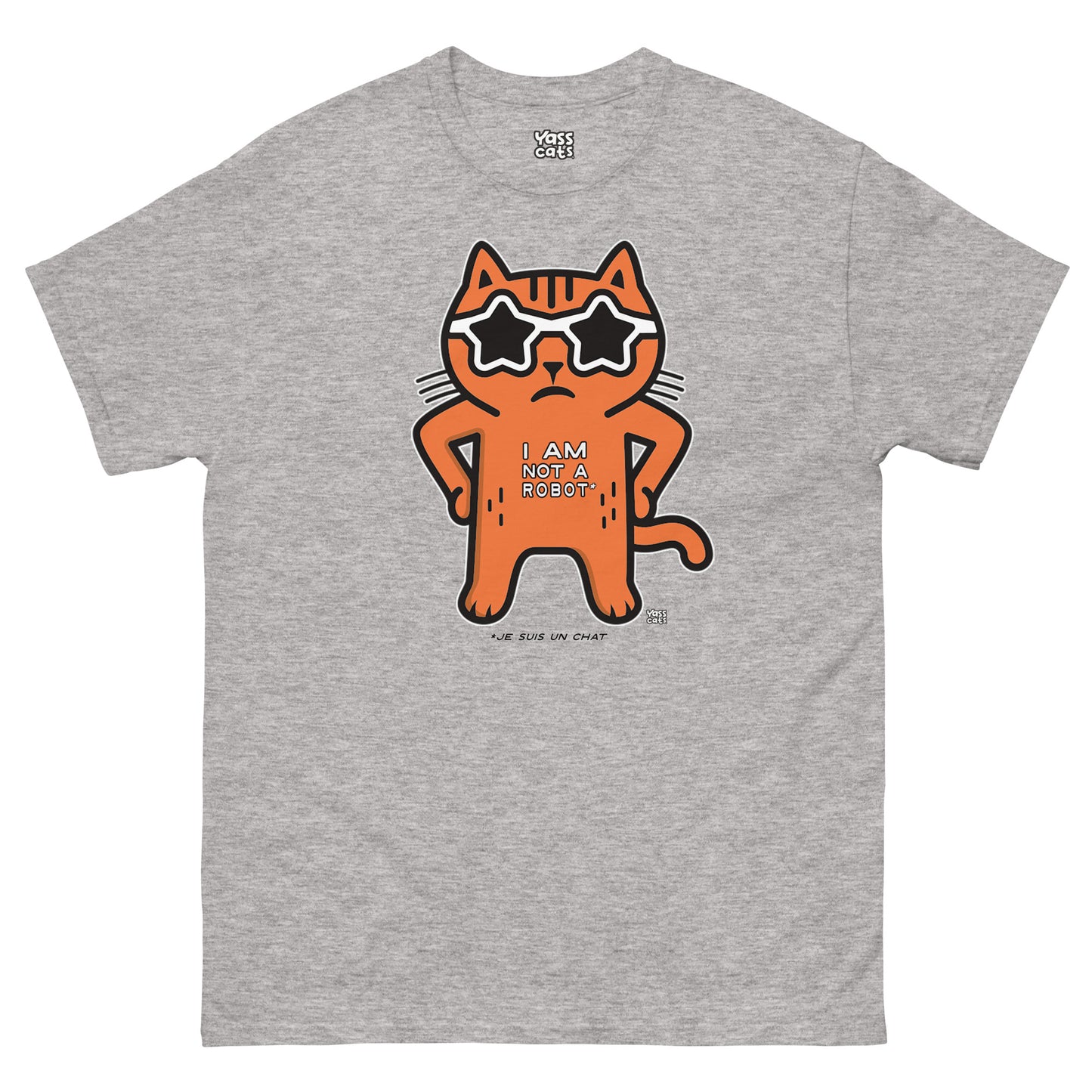 T-shirt à manches courtes pour femme Yass Cats - Orange - « Je ne suis pas un robot »
