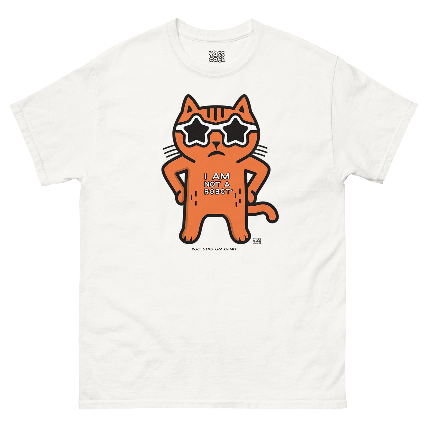 T-shirt à manches courtes pour femme Yass Cats - Orange - « Je ne suis pas un robot »