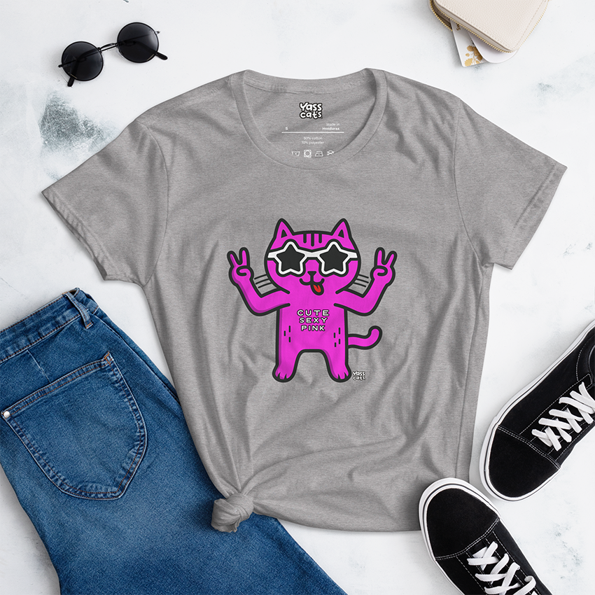 Yass Cats - Cute Pink - T-shirt à manches courtes pour femme