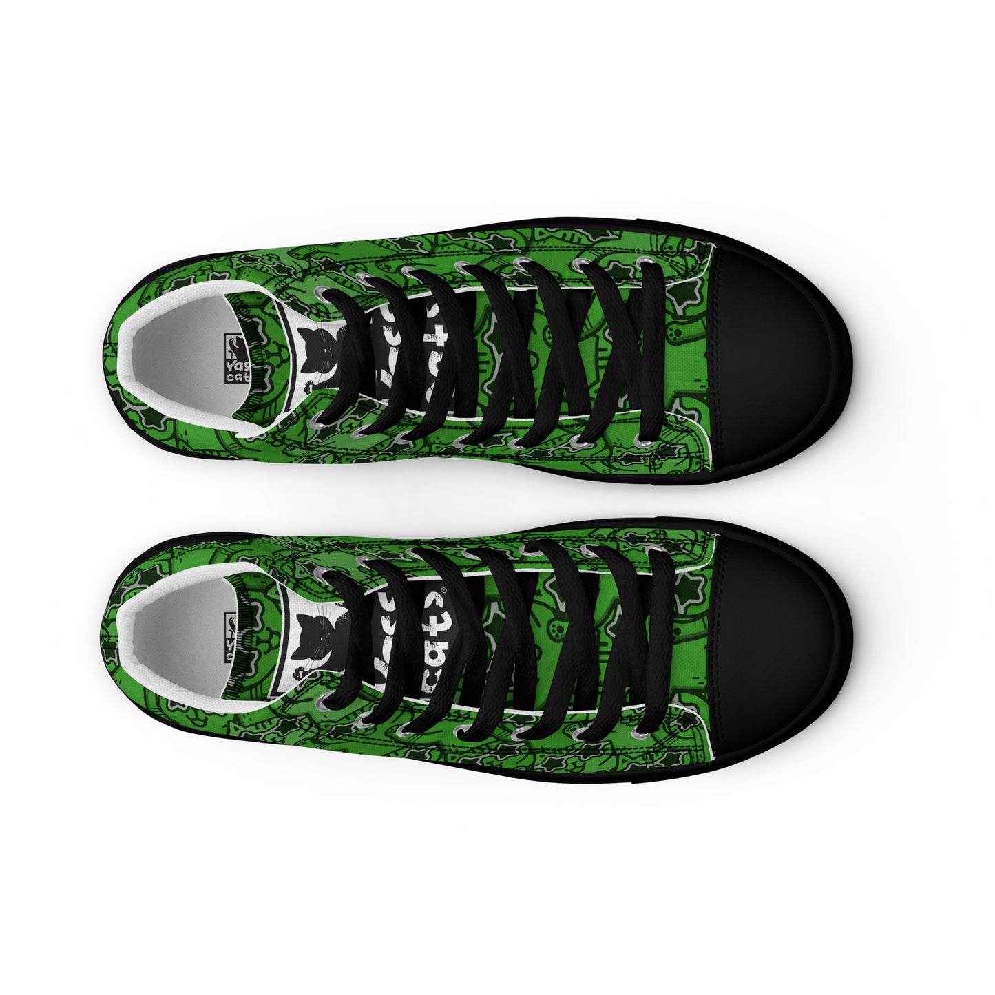 YASS CATS - GREEN RAINBOW - Women’s high top canvas shoes