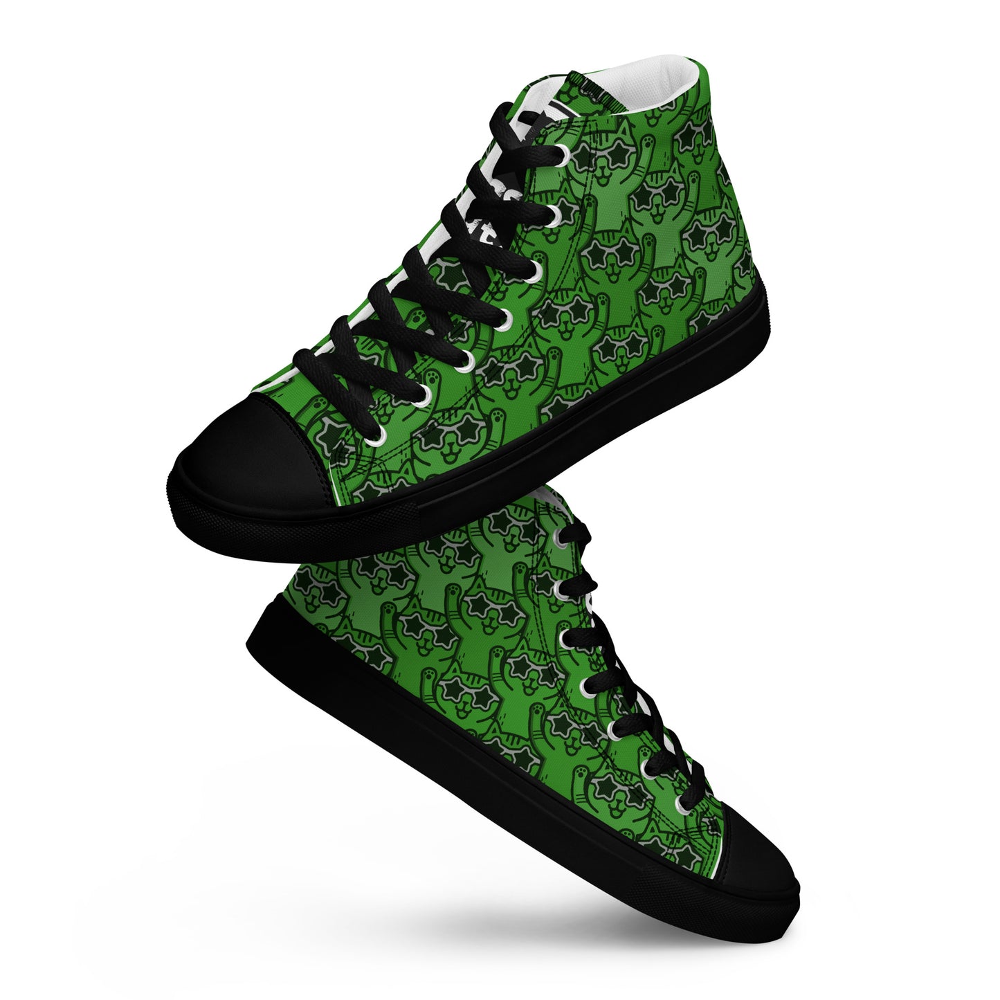 YASS CATS - GREEN RAINBOW - Women’s high top canvas shoes
