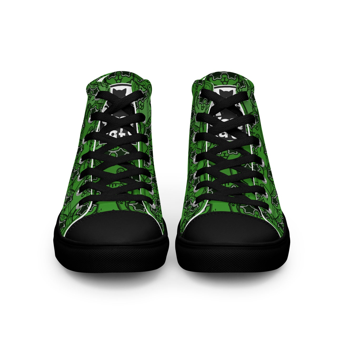 YASS CATS - GREEN RAINBOW - Women’s high top canvas shoes