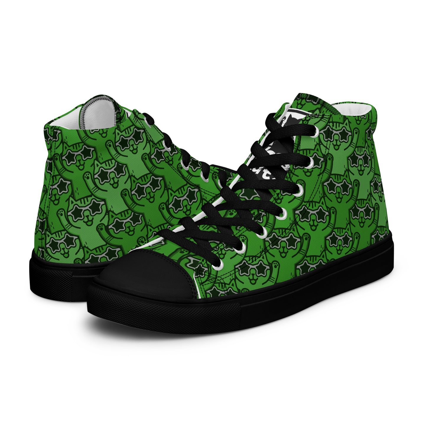 YASS CATS - GREEN RAINBOW - Women’s high top canvas shoes