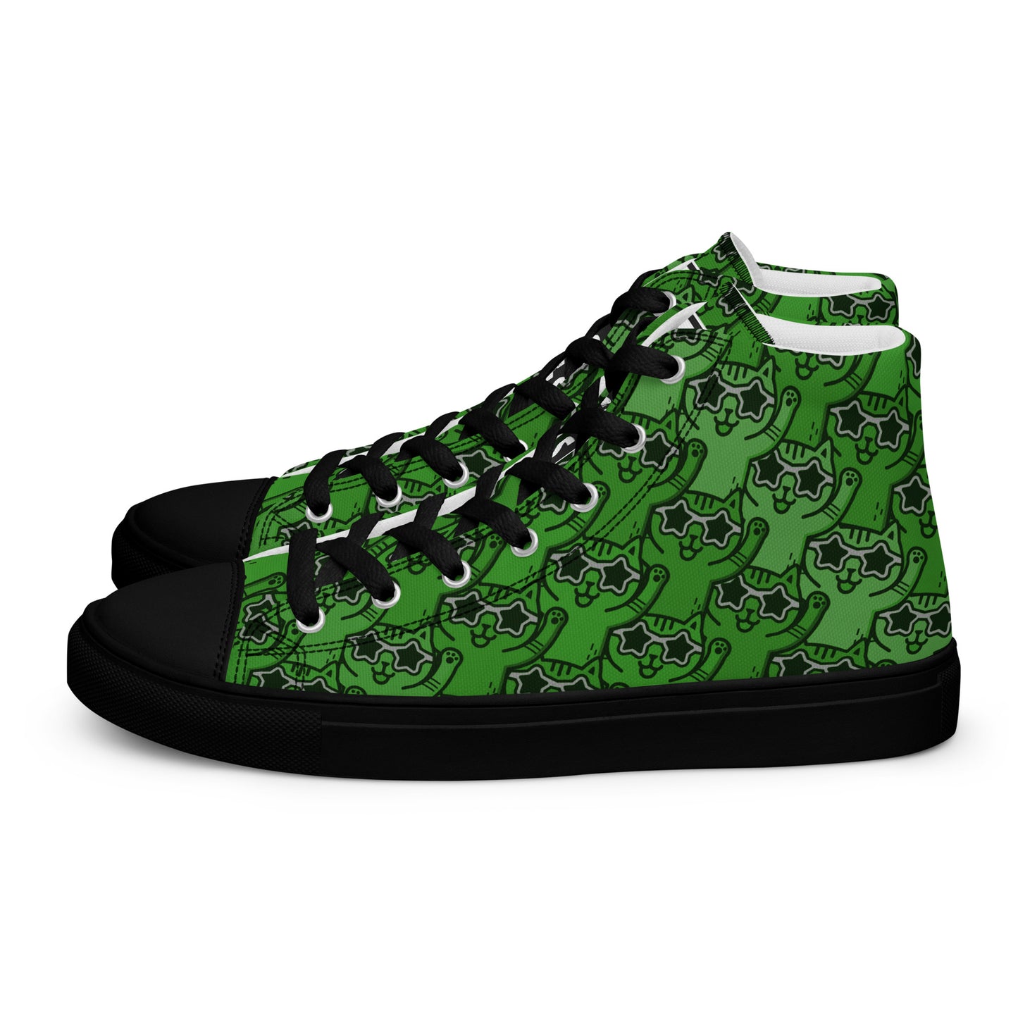YASS CATS - GREEN RAINBOW - Women’s high top canvas shoes
