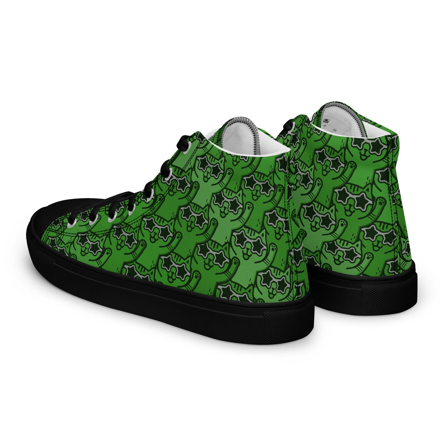 YASS CATS - GREEN RAINBOW - Women’s high top canvas shoes