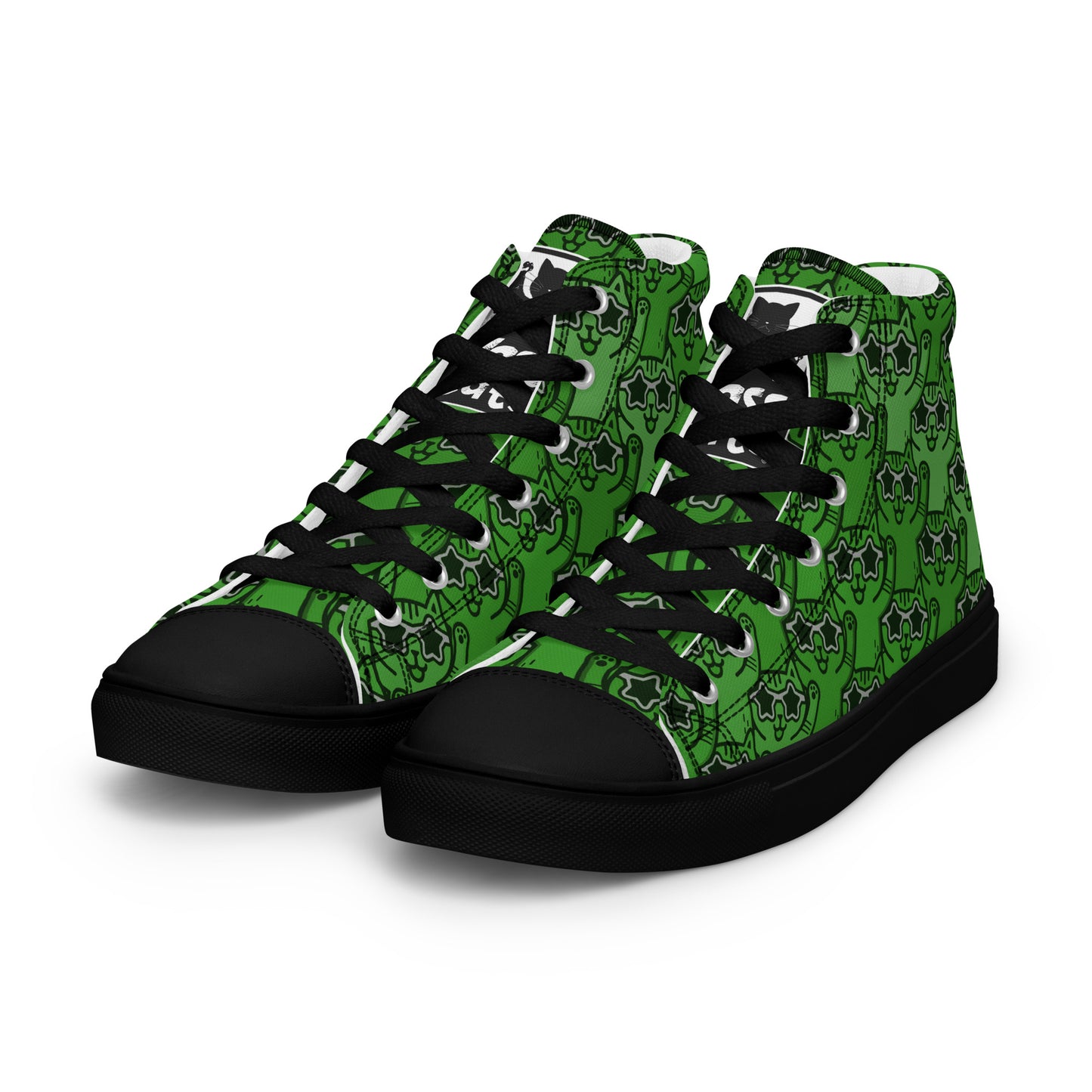 YASS CATS - GREEN RAINBOW - Women’s high top canvas shoes