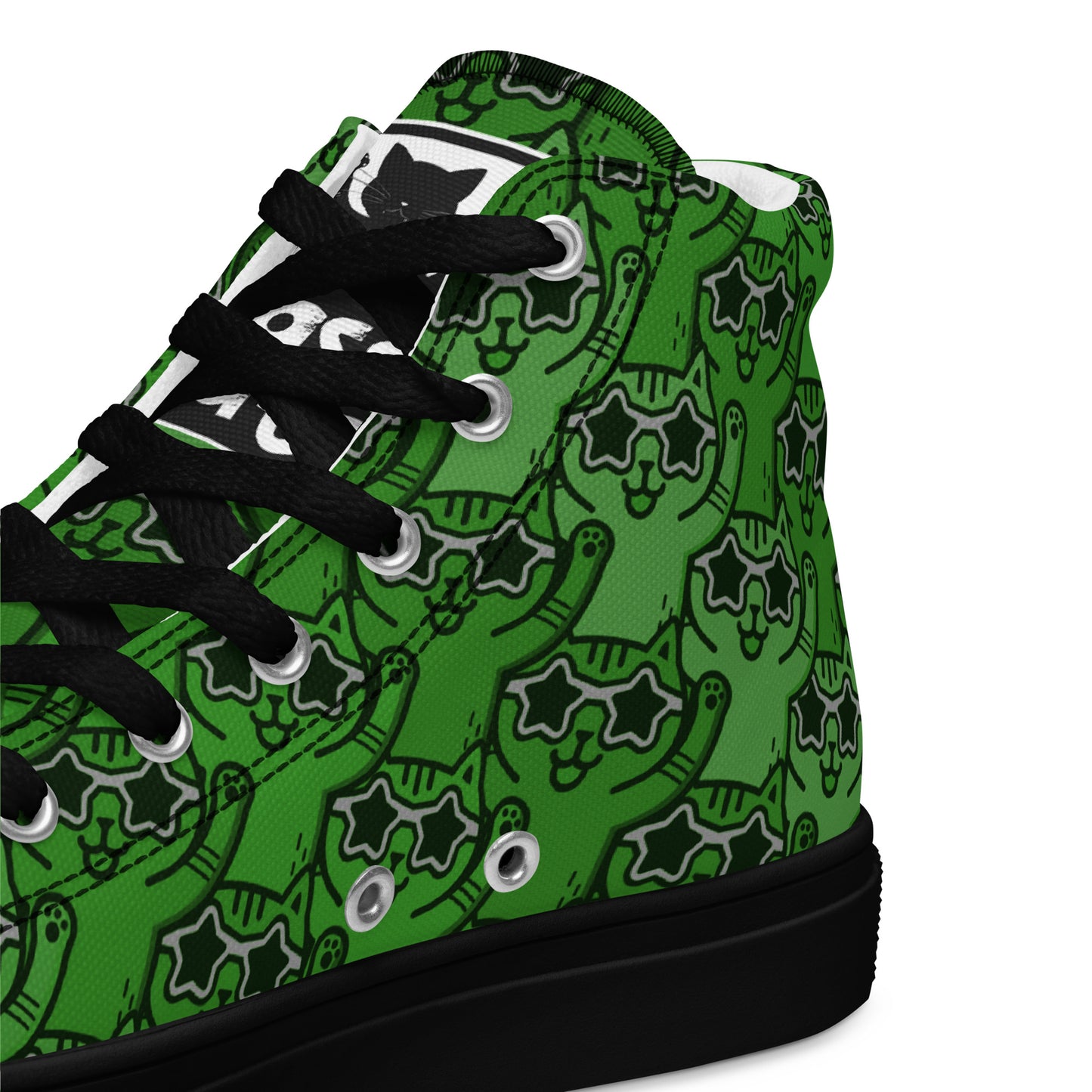 YASS CATS - GREEN RAINBOW - Women’s high top canvas shoes