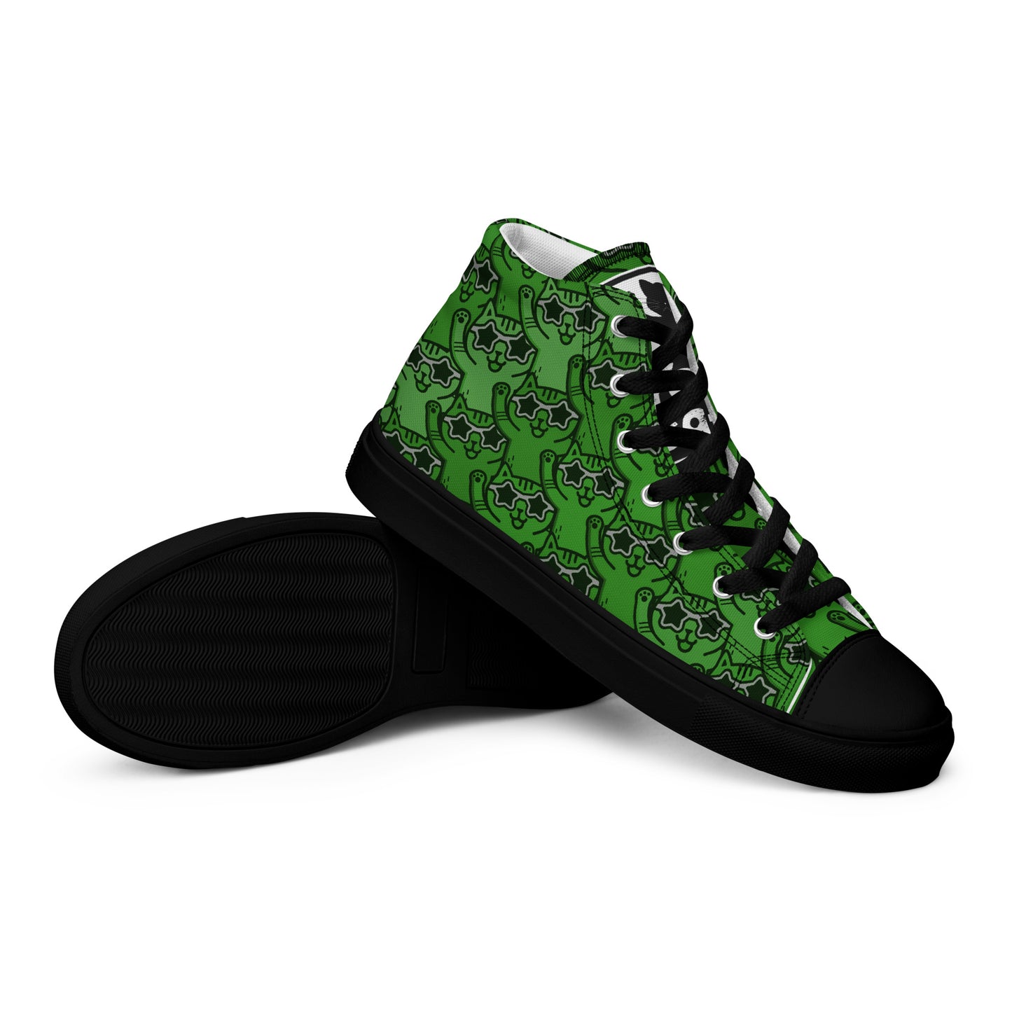 YASS CATS - GREEN RAINBOW - Women’s high top canvas shoes