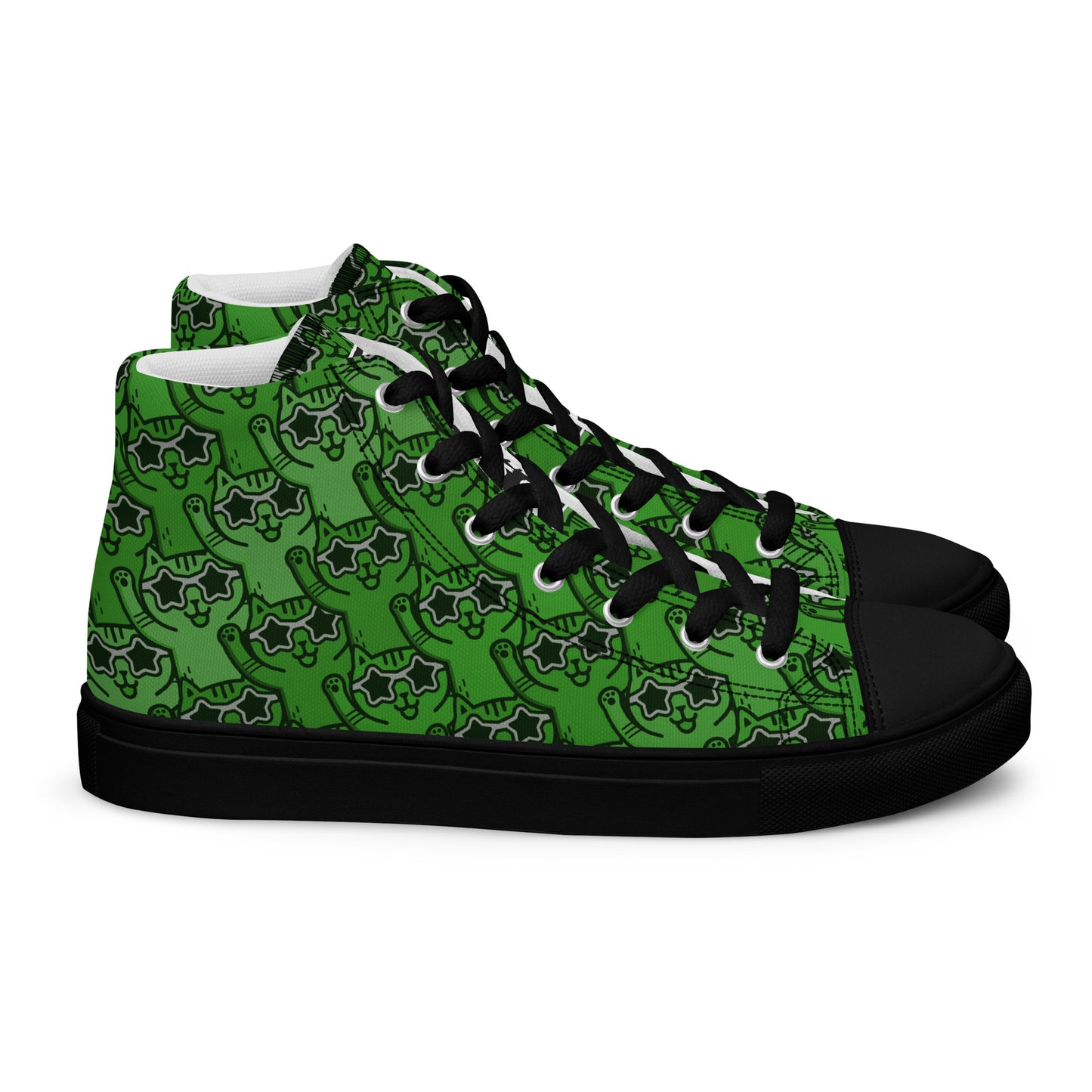 YASS CATS - GREEN RAINBOW - Women’s high top canvas shoes