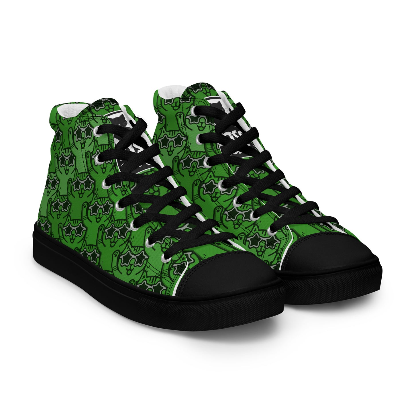 YASS CATS - GREEN RAINBOW - Women’s high top canvas shoes