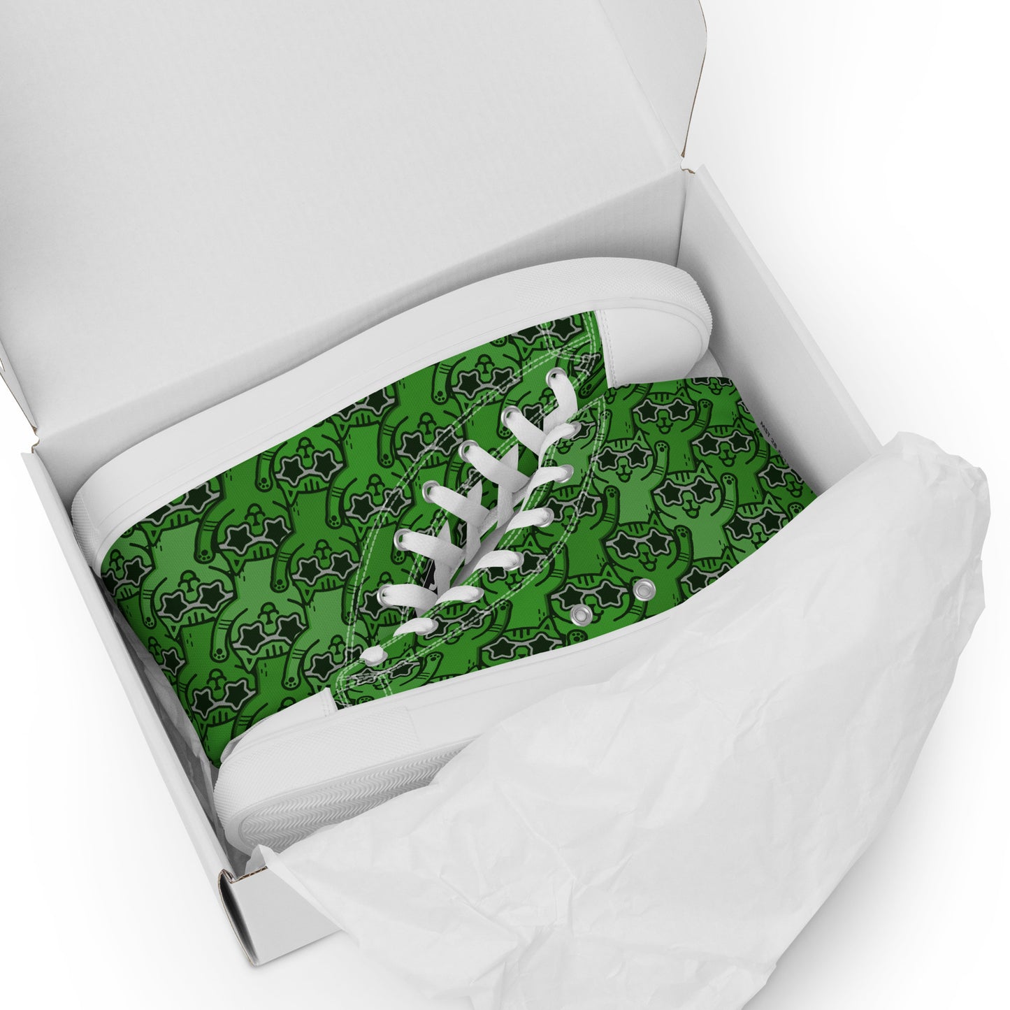 YASS CATS - GREEN RAINBOW - Women’s high top canvas shoes