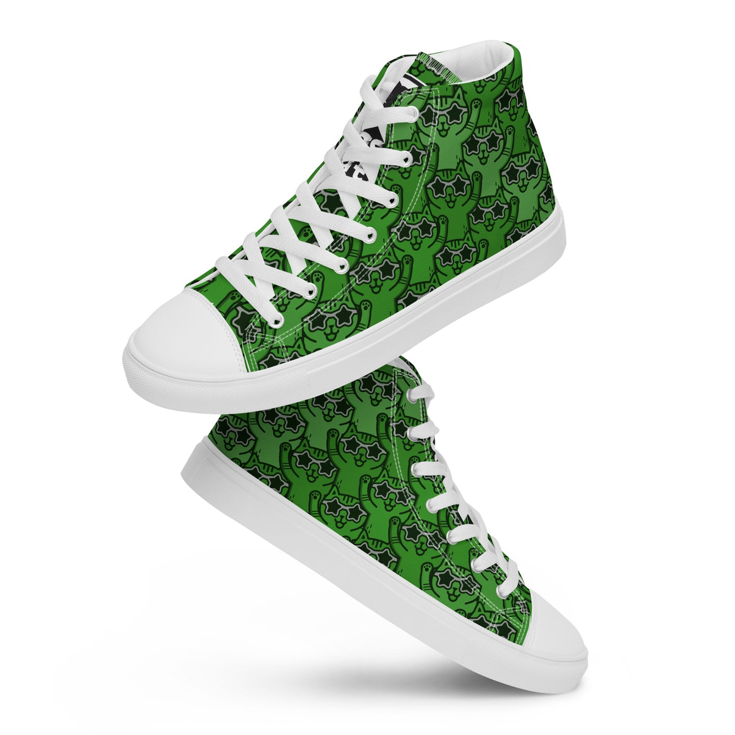 YASS CATS - GREEN RAINBOW - Women’s high top canvas shoes