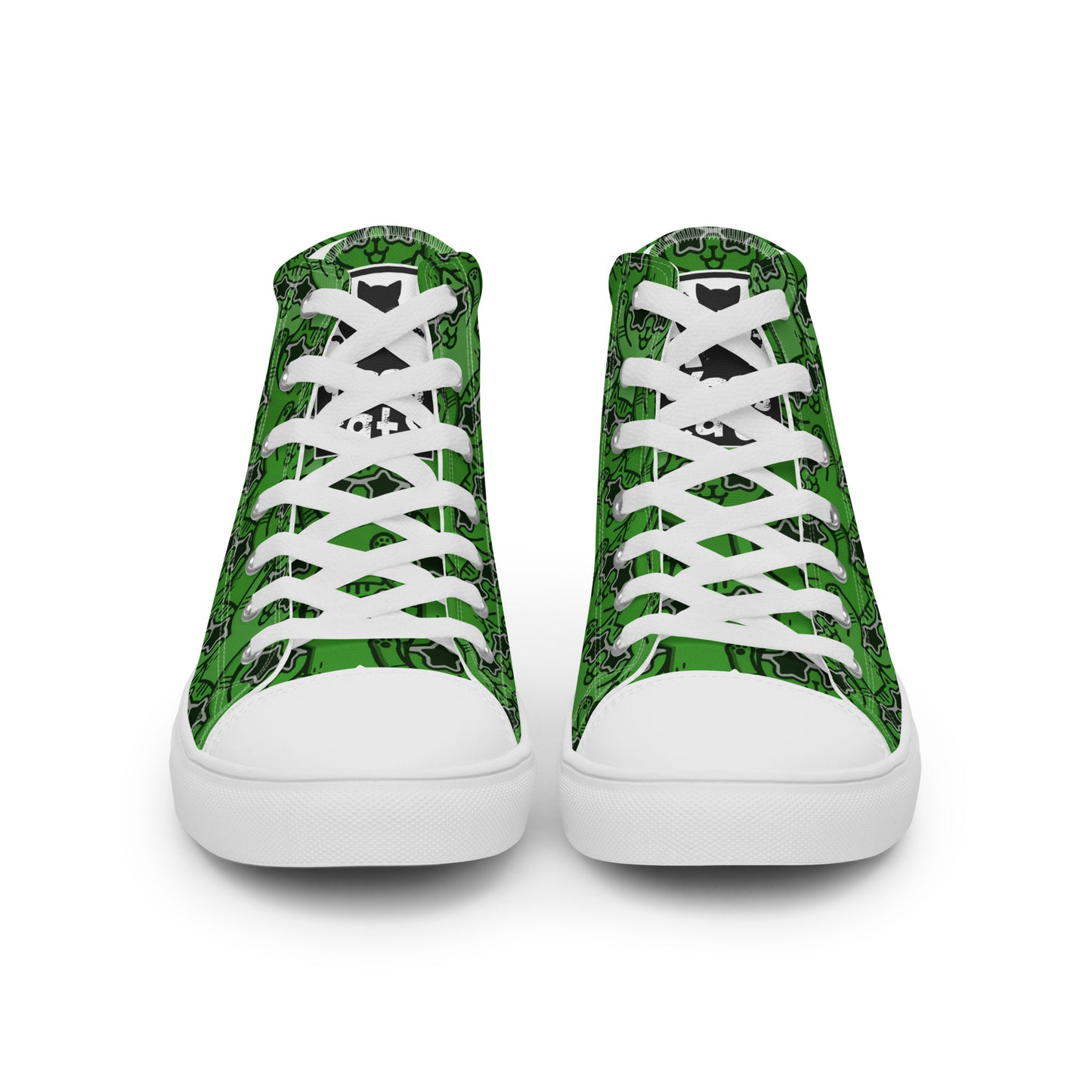 YASS CATS - GREEN RAINBOW - Women’s high top canvas shoes