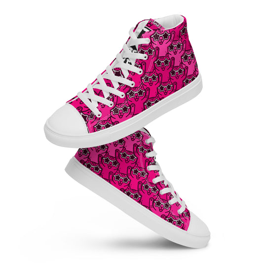 YASS CATS - PINK RAINBOW - Women’s high top canvas shoes