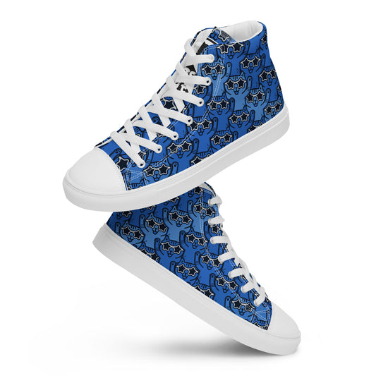 Yass Cats - Blue Rainbow - women's high top skater sneakers