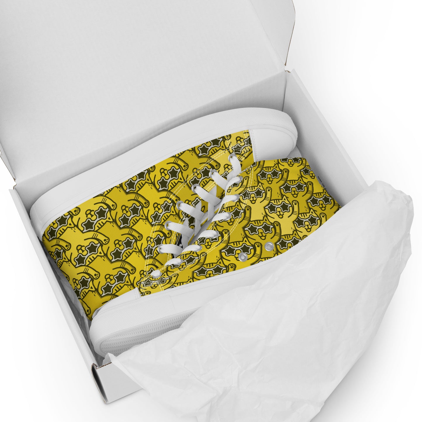Yass Cats - Yellow Rainbow - women's high top skate sneakers