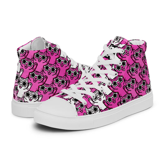 Yass Cats - Cute-Pink-Kitty - Women’s high top canvas shoes