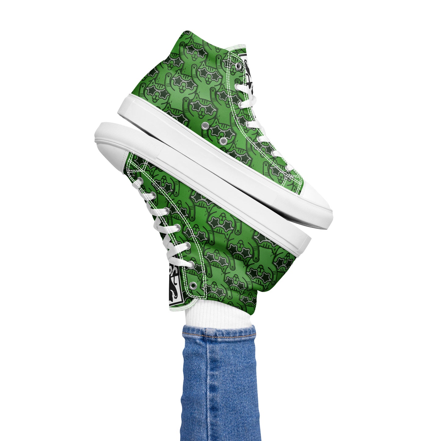 YASS CATS - GREEN RAINBOW - Women’s high top canvas shoes