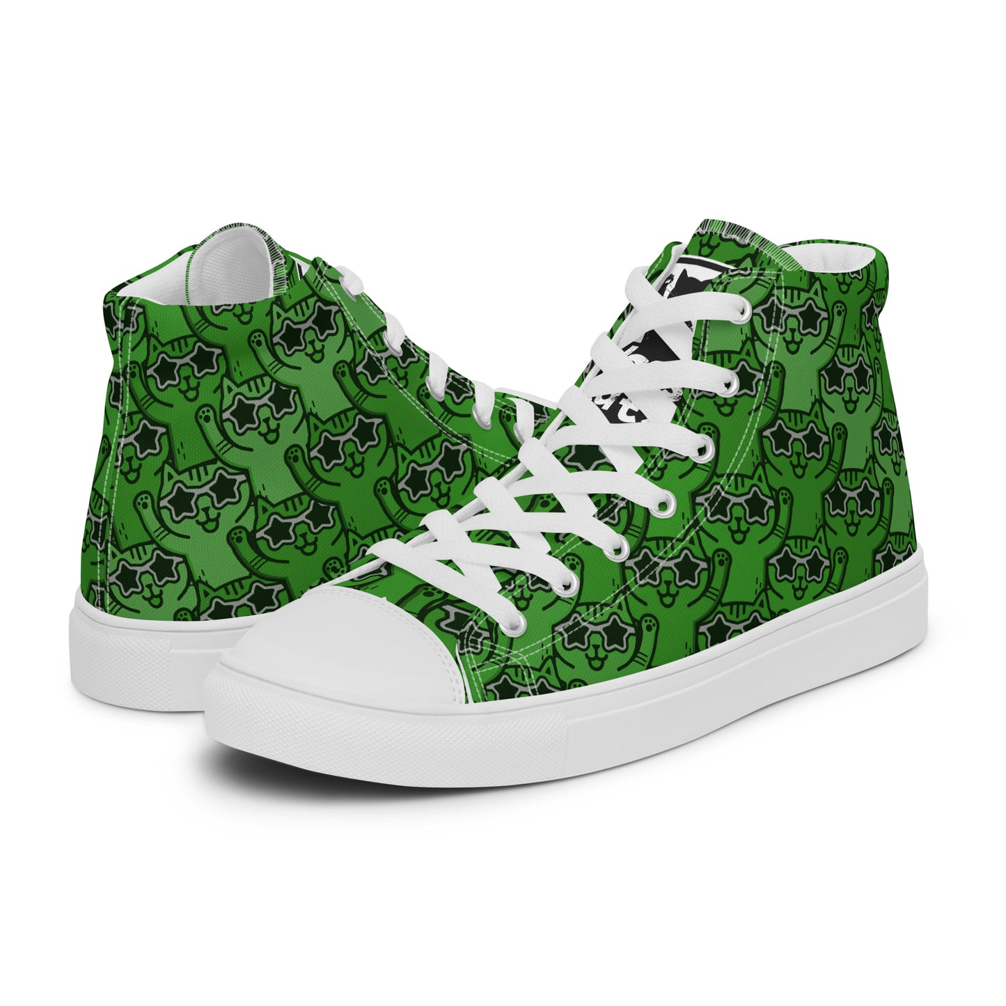 YASS CATS - GREEN RAINBOW - Women’s high top canvas shoes