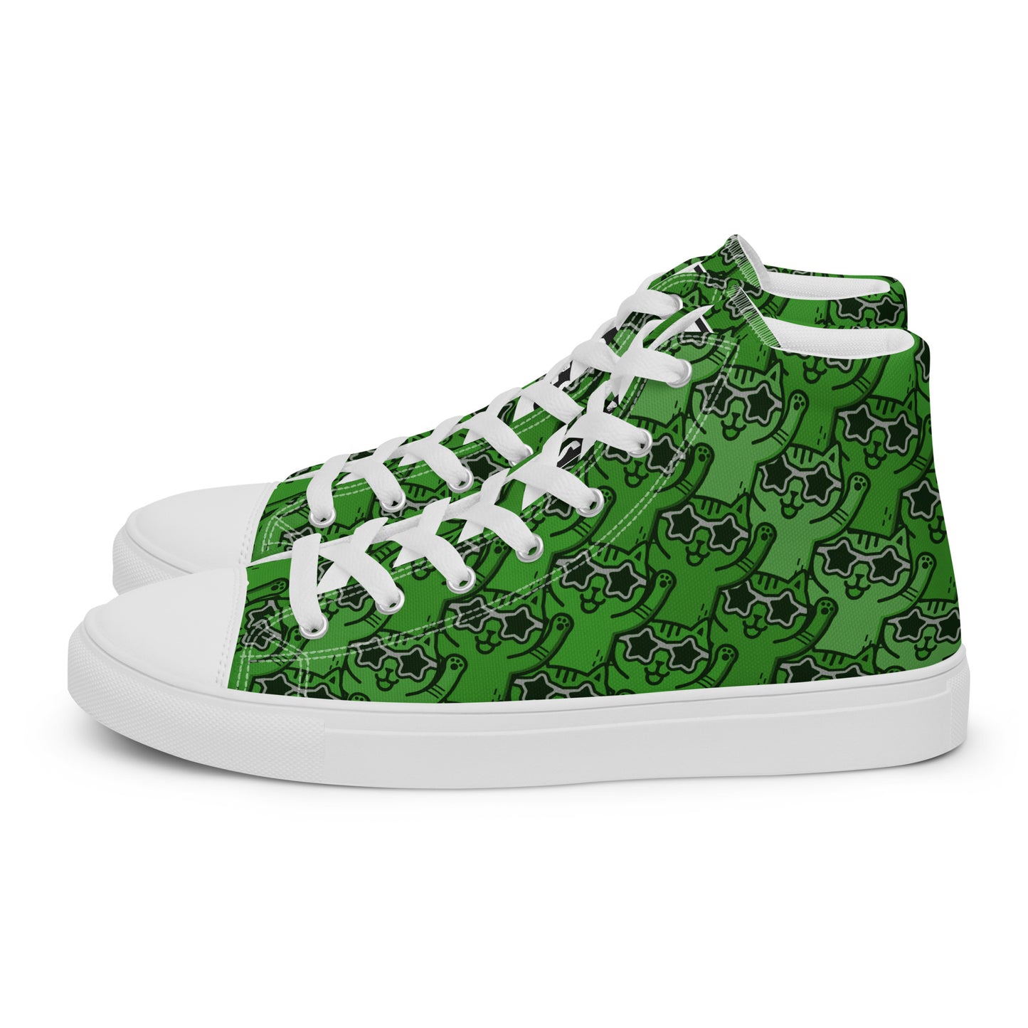YASS CATS - GREEN RAINBOW - Women’s high top canvas shoes