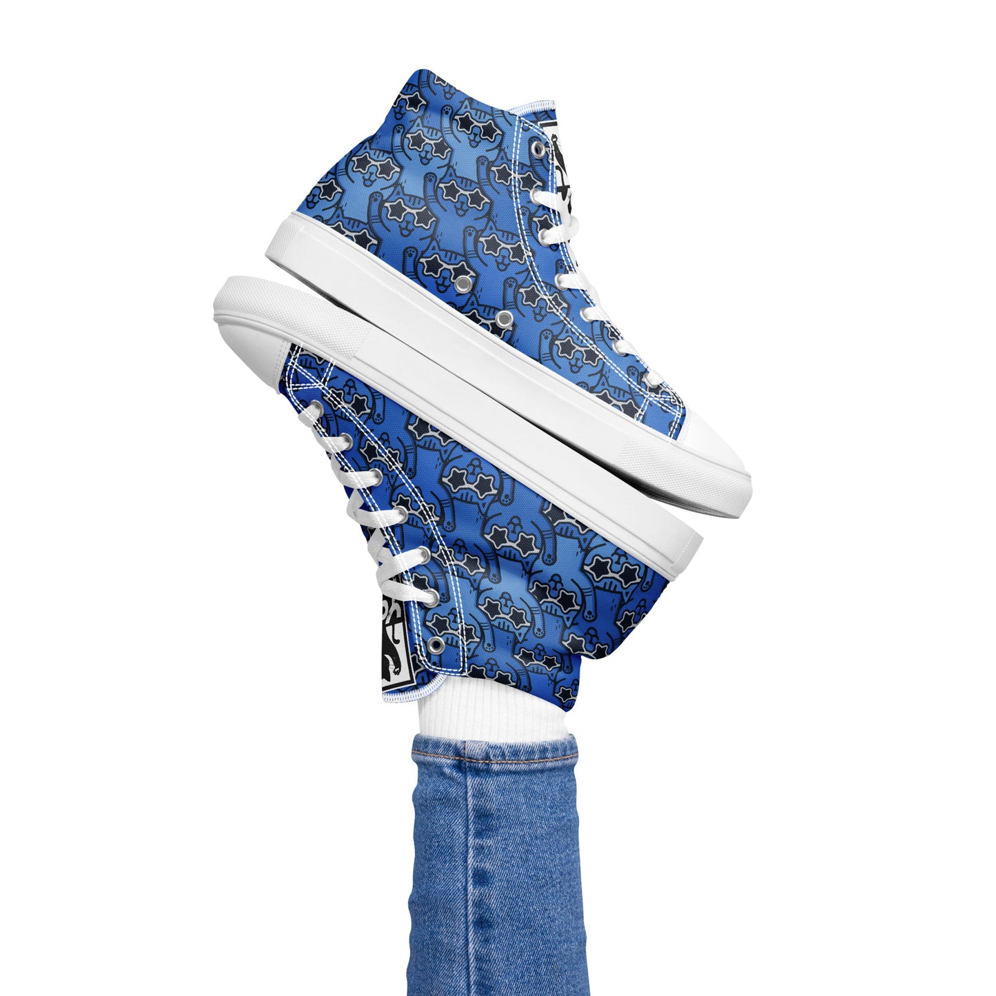 Yass Cats - Blue Rainbow - women's high top skater sneakers