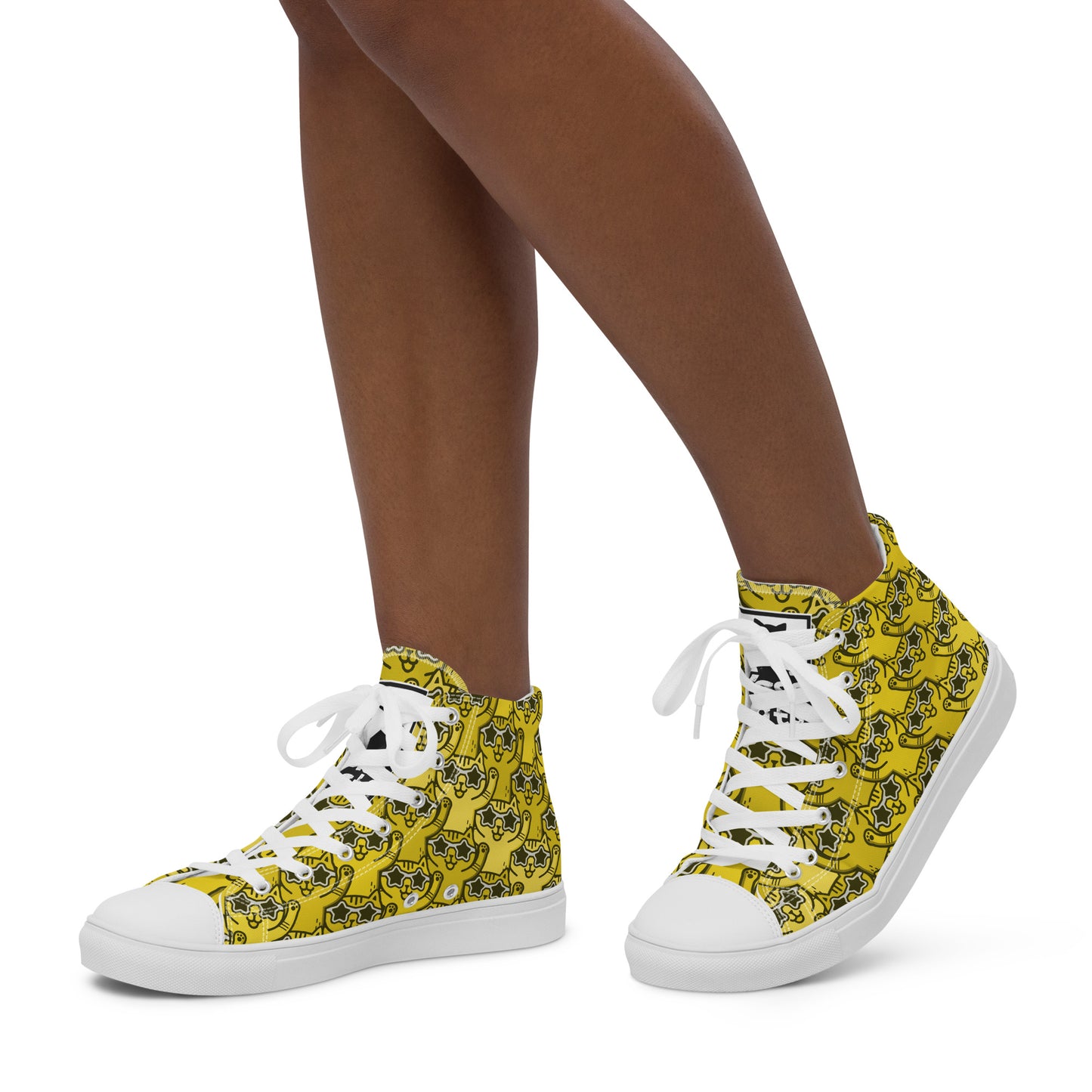 Yass Cats - Yellow Rainbow - women's high top skate sneakers
