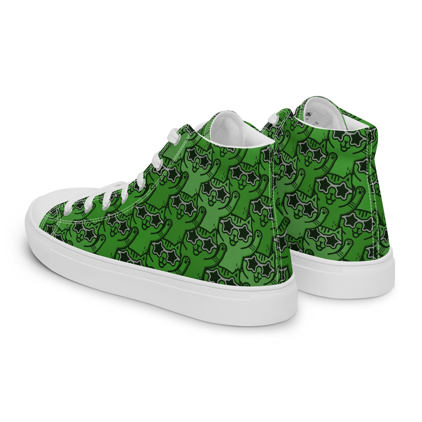 YASS CATS - GREEN RAINBOW - Women’s high top canvas shoes