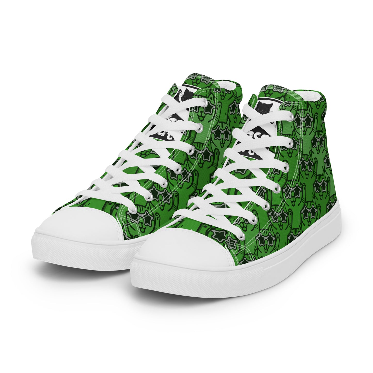 YASS CATS - GREEN RAINBOW - Women’s high top canvas shoes