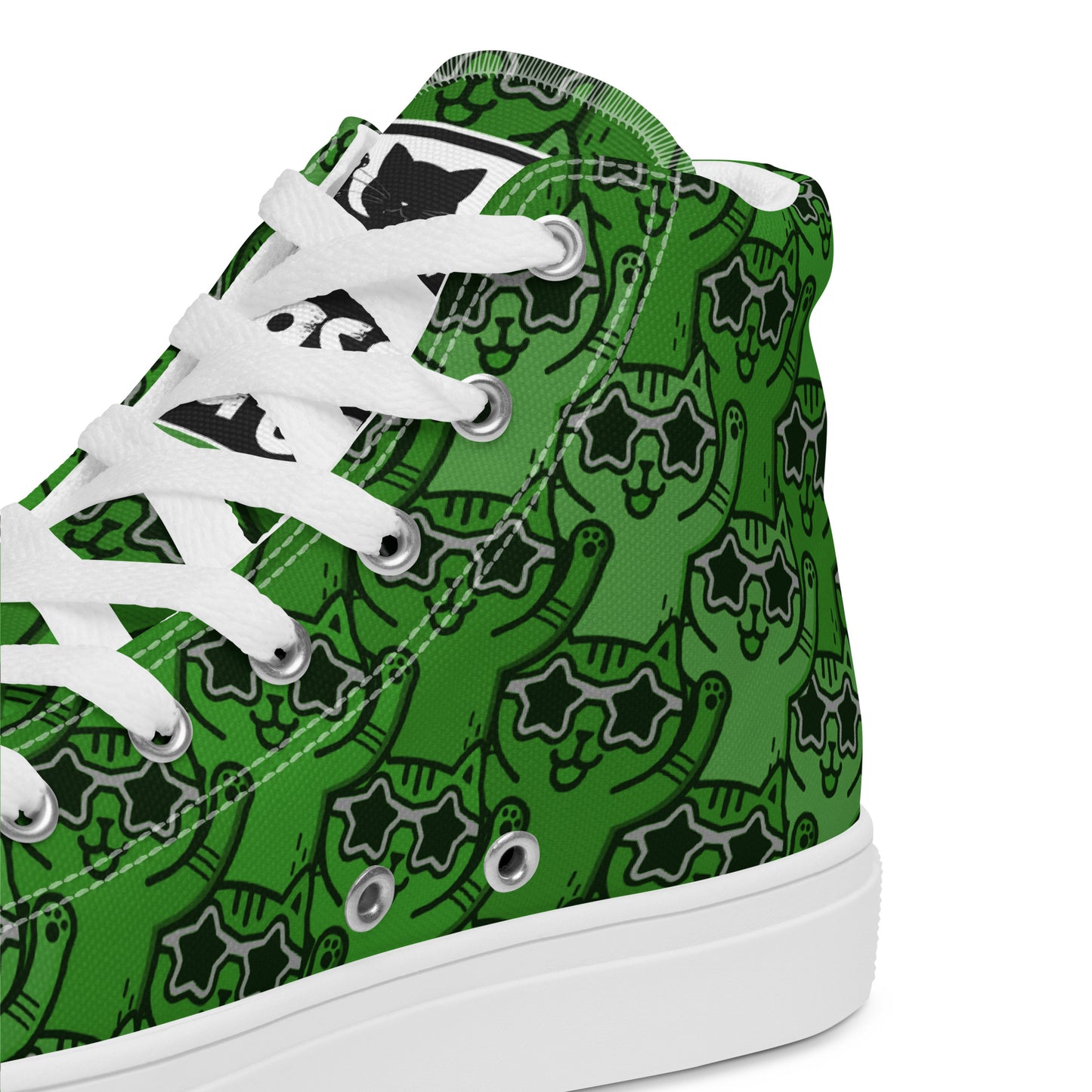YASS CATS - GREEN RAINBOW - Women’s high top canvas shoes