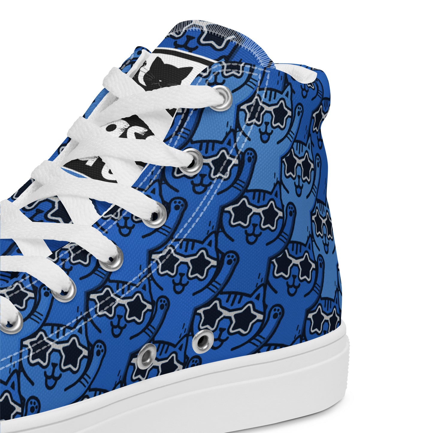 Yass Cats - Blue Rainbow - women's high top skater sneakers