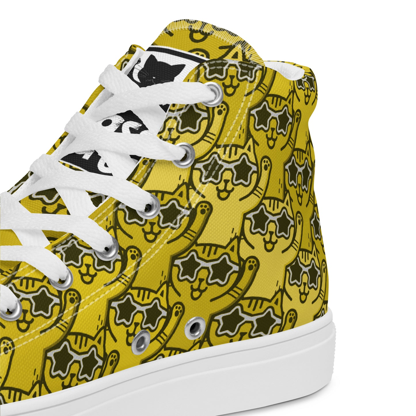 Yass Cats - Yellow Rainbow - women's high top skate sneakers