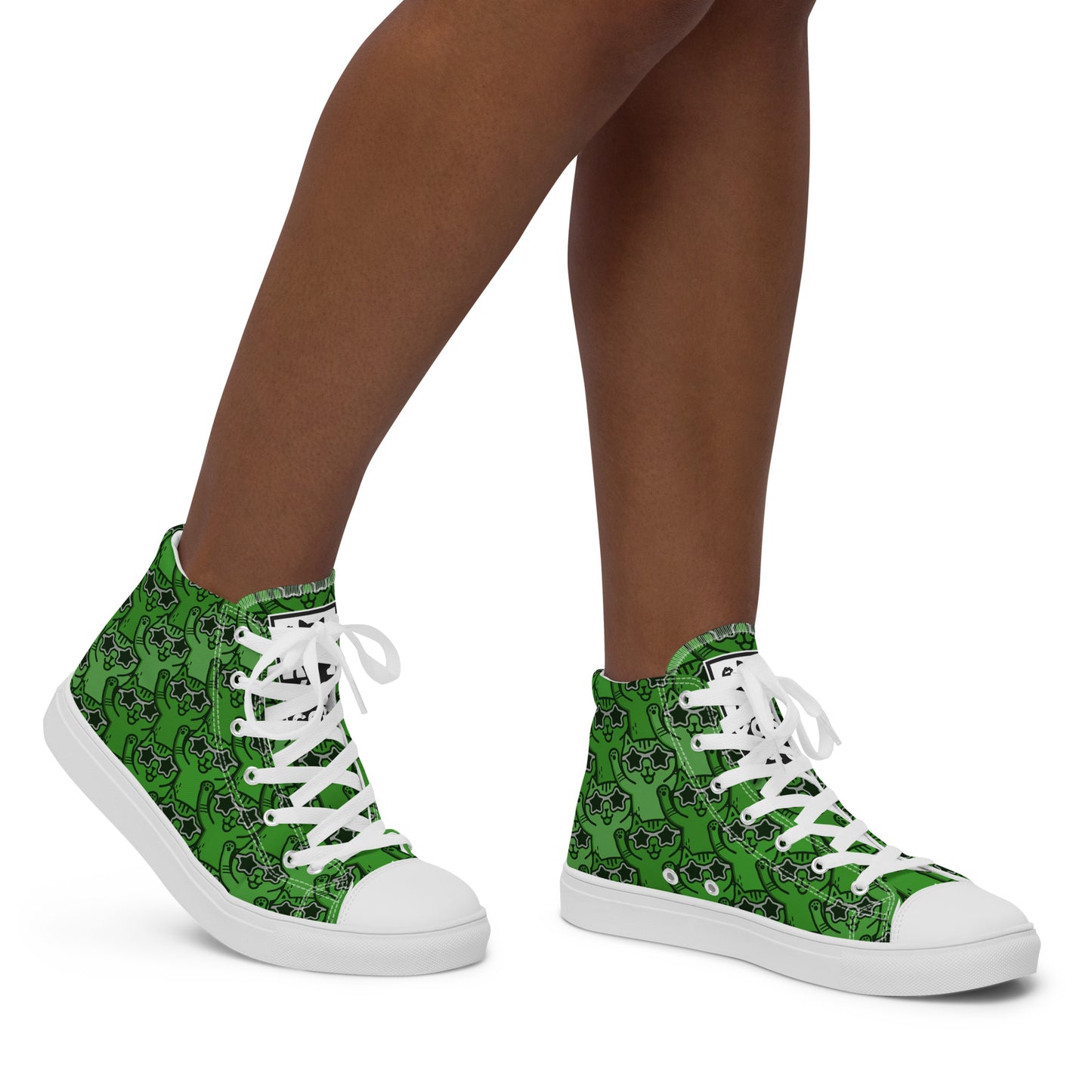 YASS CATS - GREEN RAINBOW - Women’s high top canvas shoes