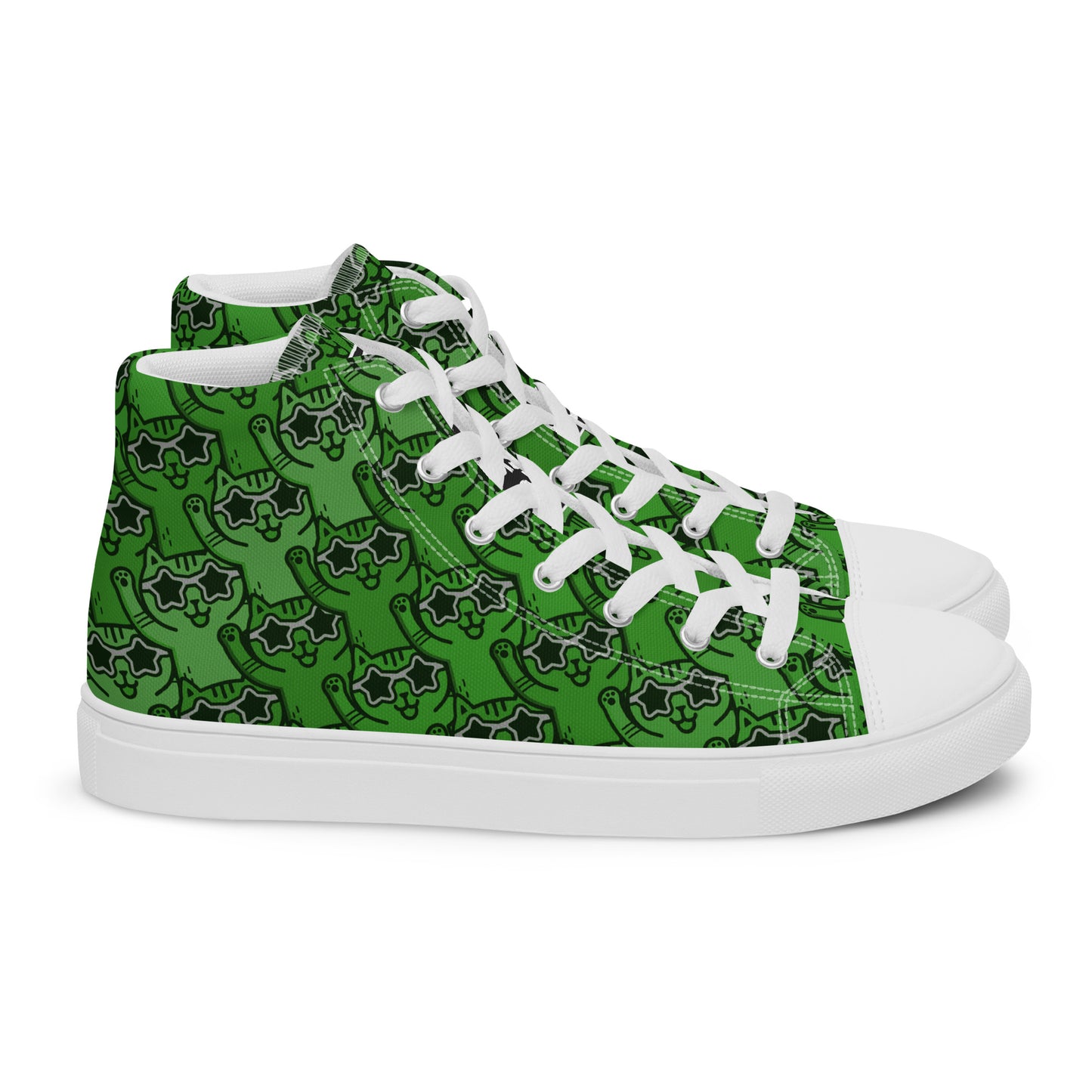 YASS CATS - GREEN RAINBOW - Women’s high top canvas shoes