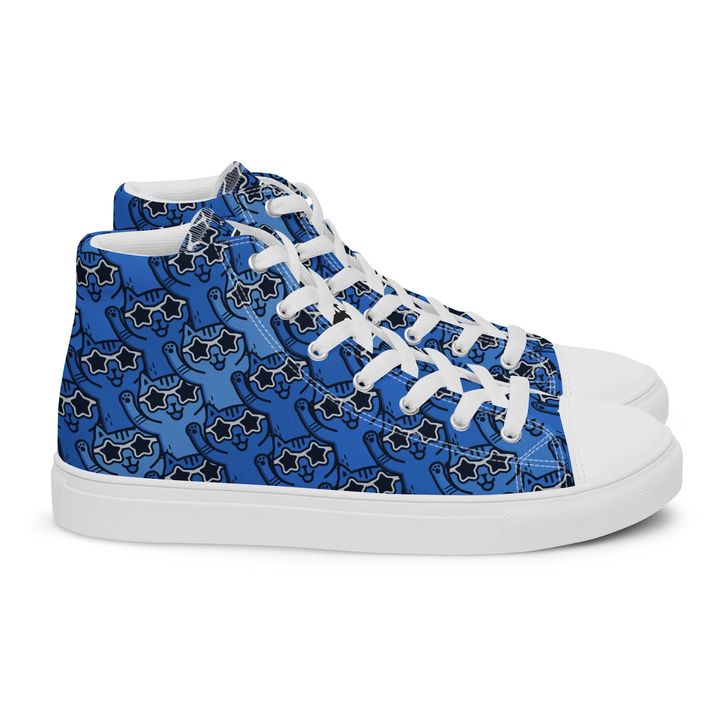 Yass Cats - Blue Rainbow - women's high top skater sneakers