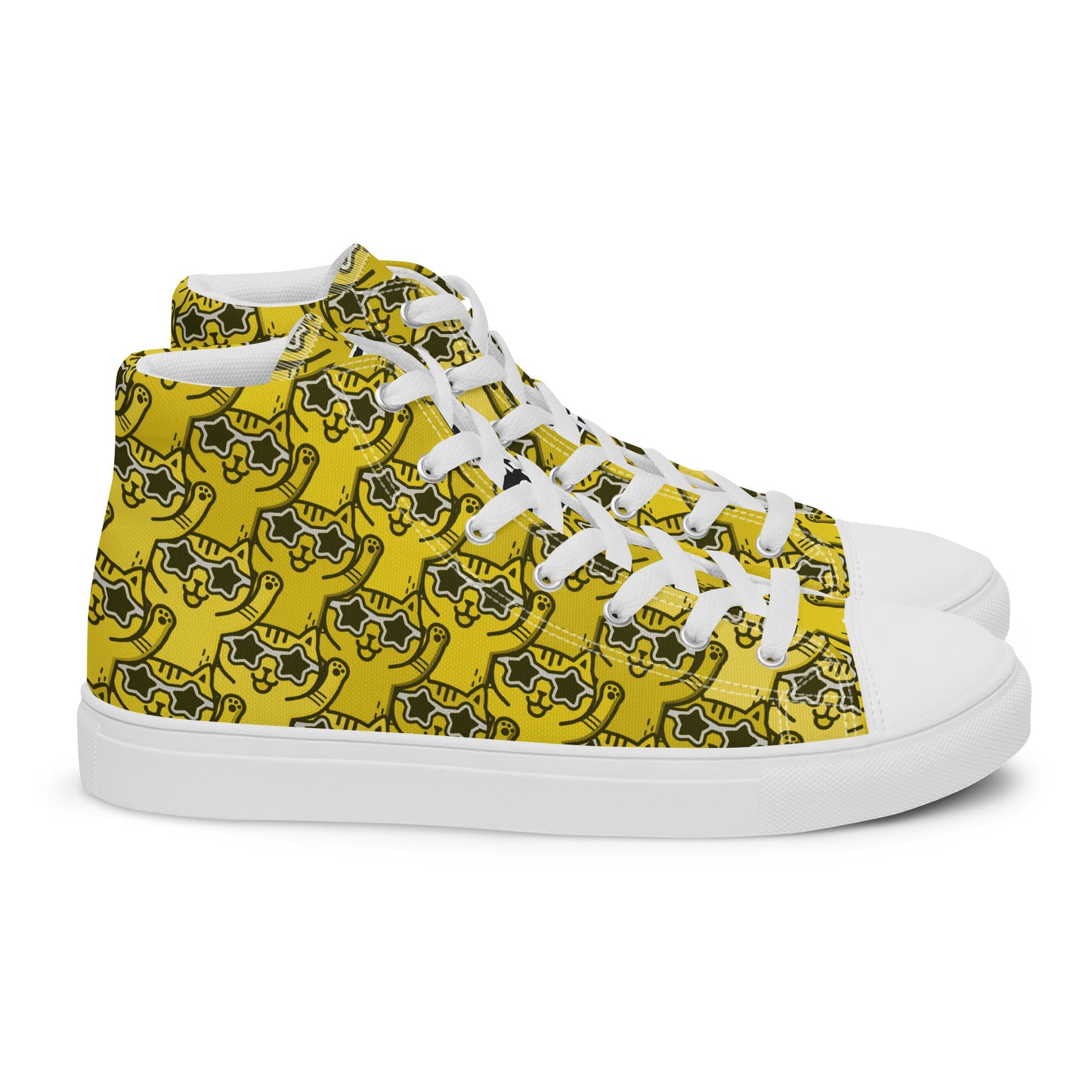 Yass Cats - Yellow Rainbow - women's high top skate sneakers