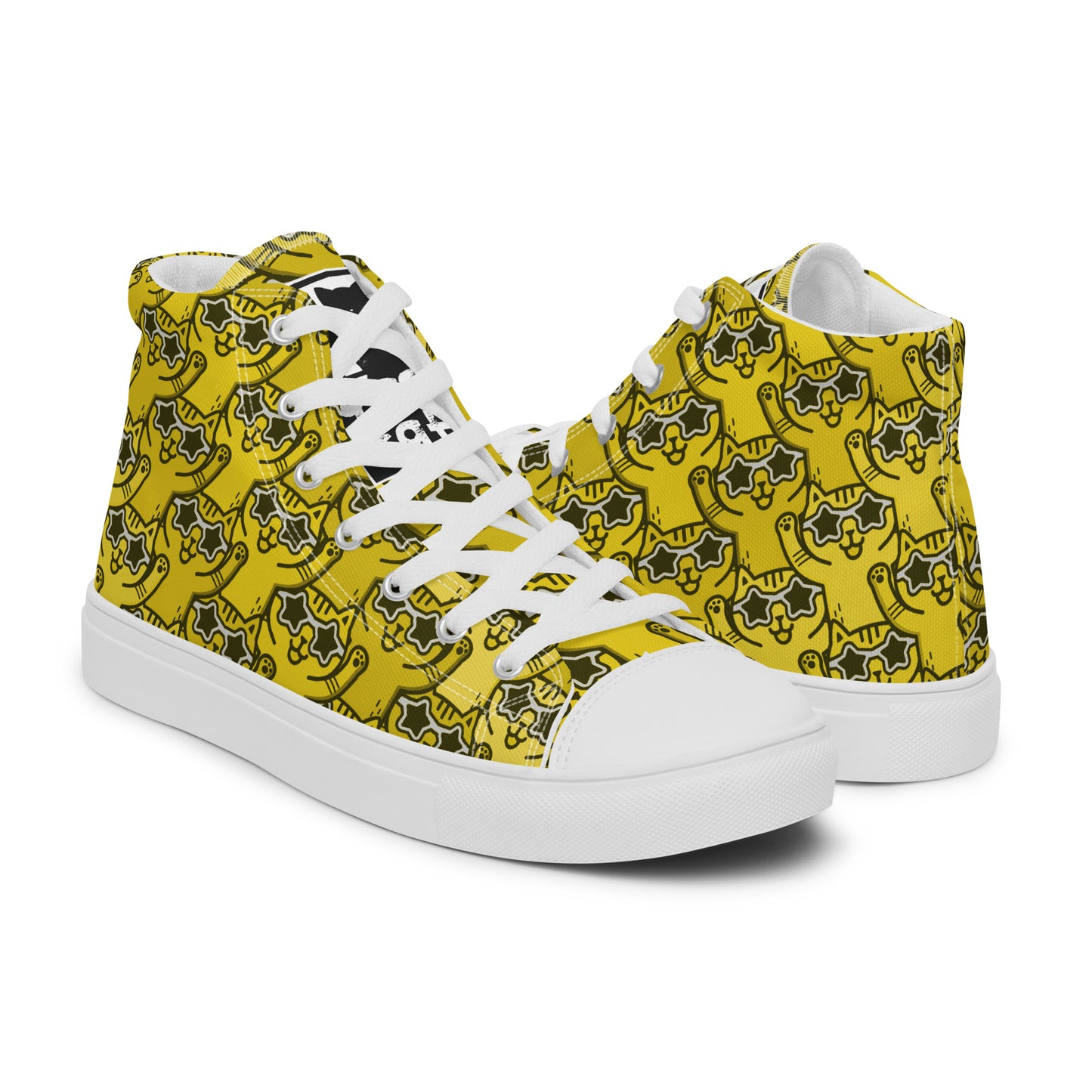 Yass Cats - Yellow Rainbow - women's high top skate sneakers