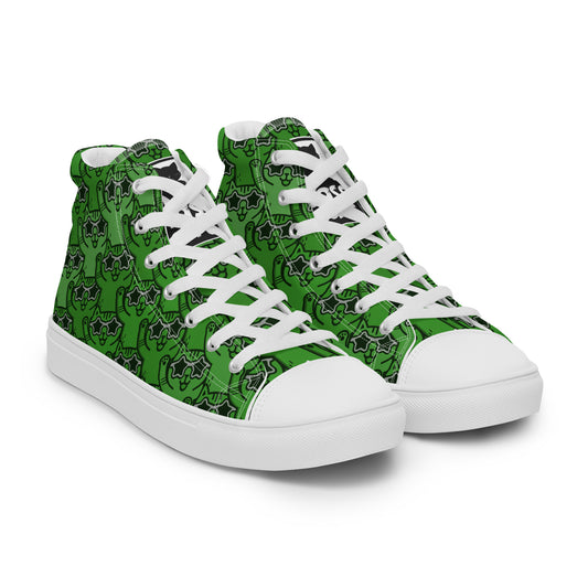 YASS CATS - GREEN RAINBOW - Women’s high top canvas shoes